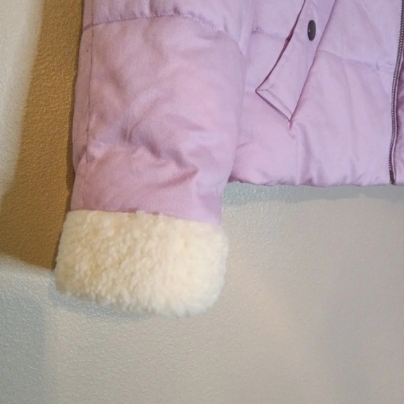 LOFT Petite Shearling Collar Puffer Jacket in Sheer Violet Zip Up Size  S NWT - Picture 4 of 14
